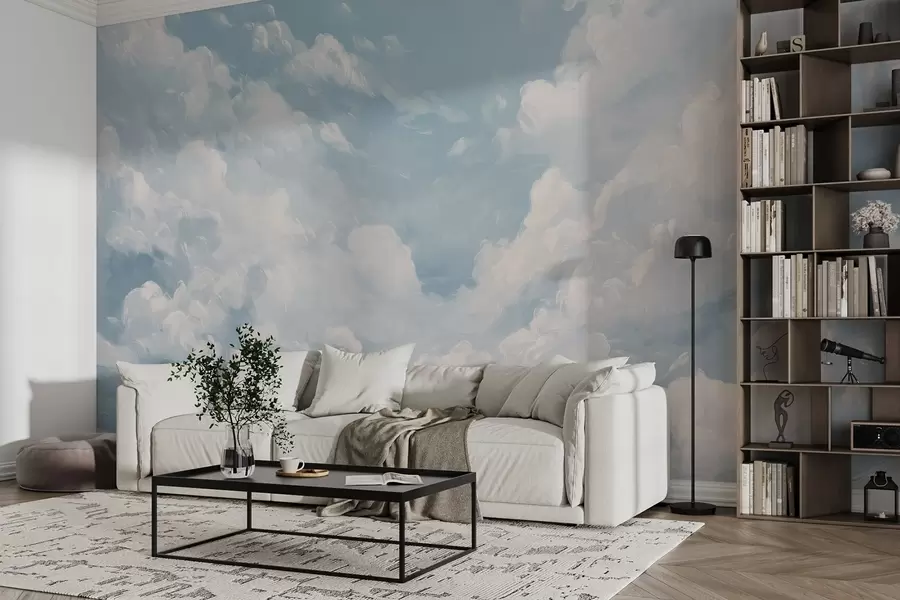 wall murals Blue sky with simulated oil brushstrokes w02313
