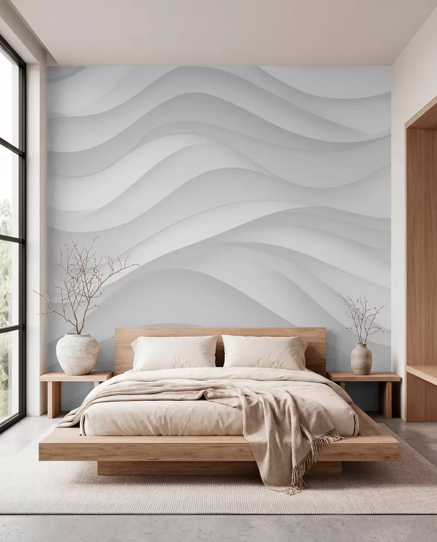 wall murals Gray waves in soft tones w02314