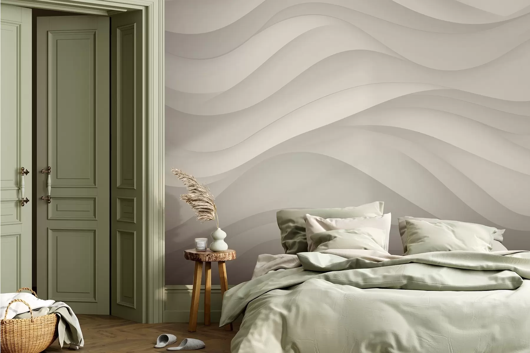 wall murals Gray waves in soft tones w02314