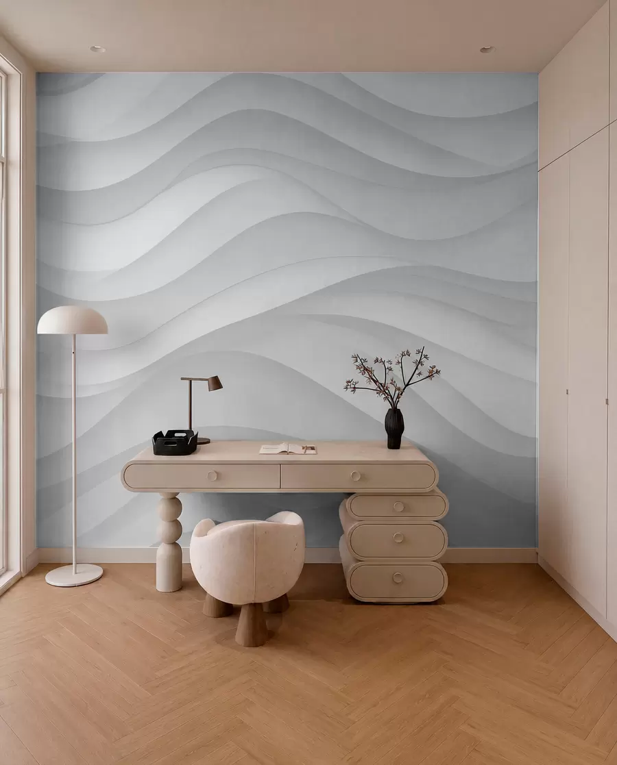wall murals Gray waves in soft tones w02314