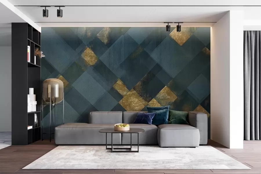 wall murals modern geometry in a luxurious style with an emerald hue w02340v1