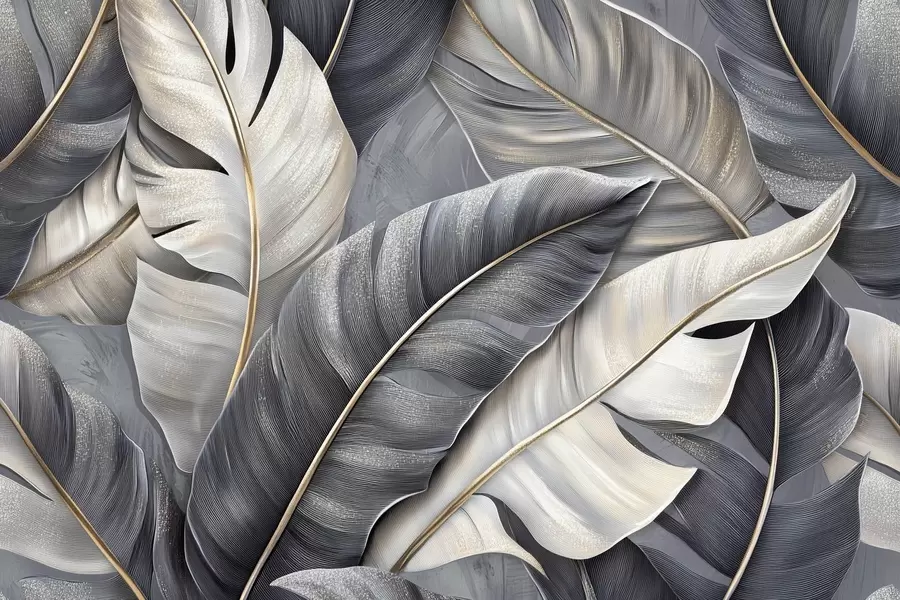 wall murals luxurious wallpaper featuring large tropical leaves w02342