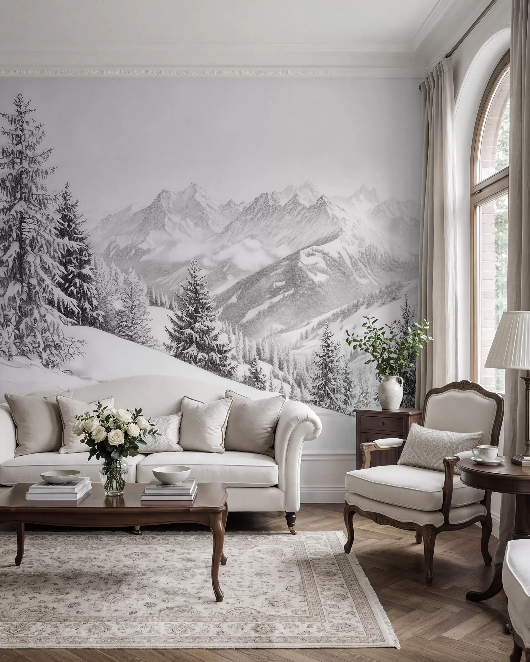 wall murals Snowy Mountain View w02353