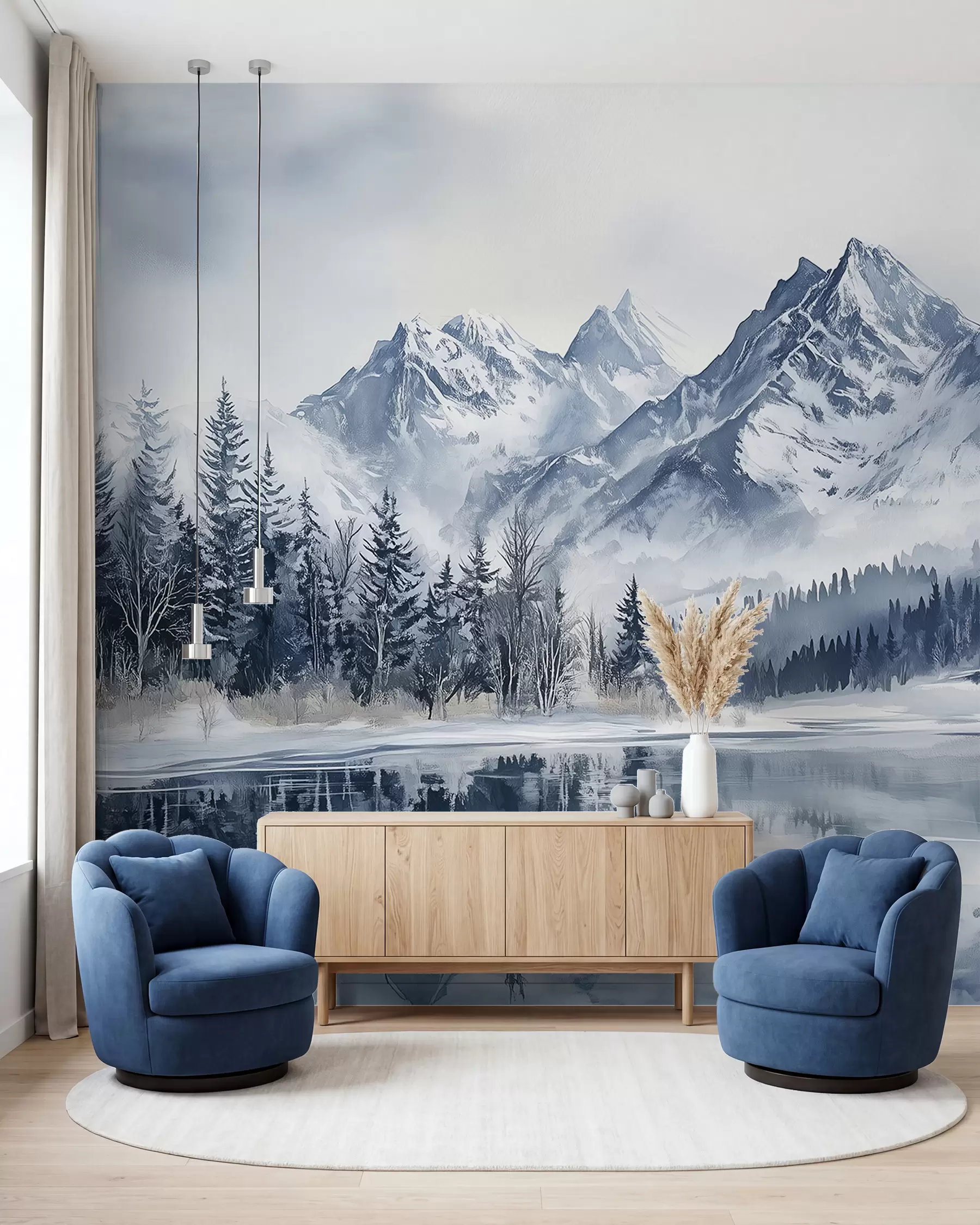 wall murals Snowy Forest and Peaks w02358