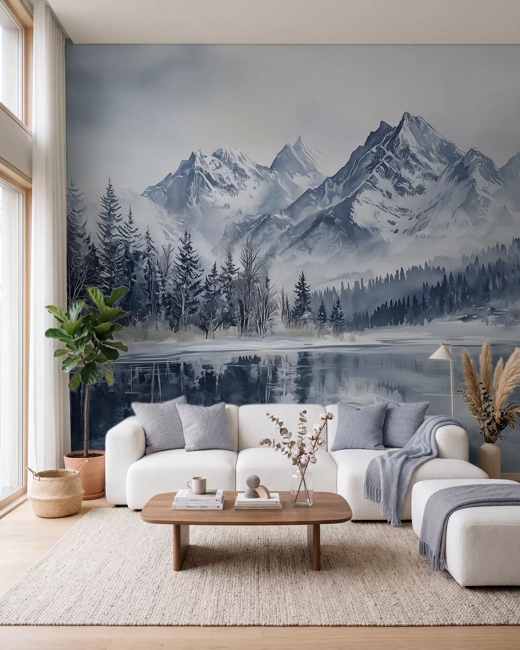 wall murals Snowy Forest and Peaks w02358