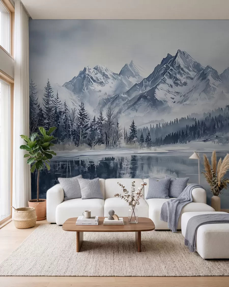 wall murals Snowy Forest and Peaks w02358