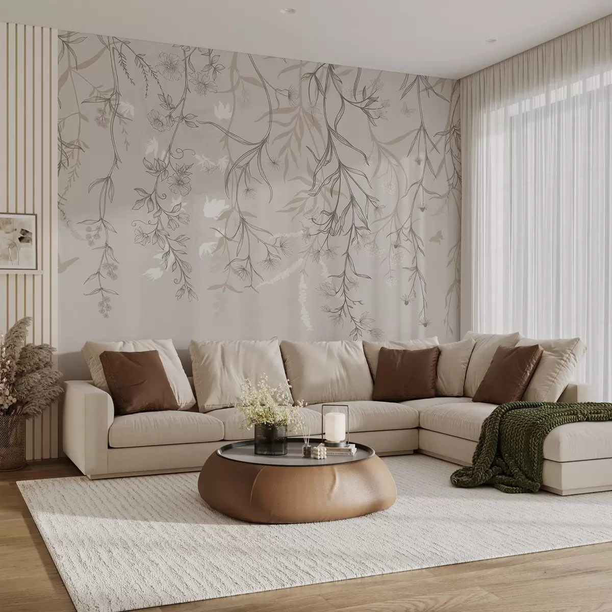 wall murals Thin linear flowers hanging from the mountain w02007