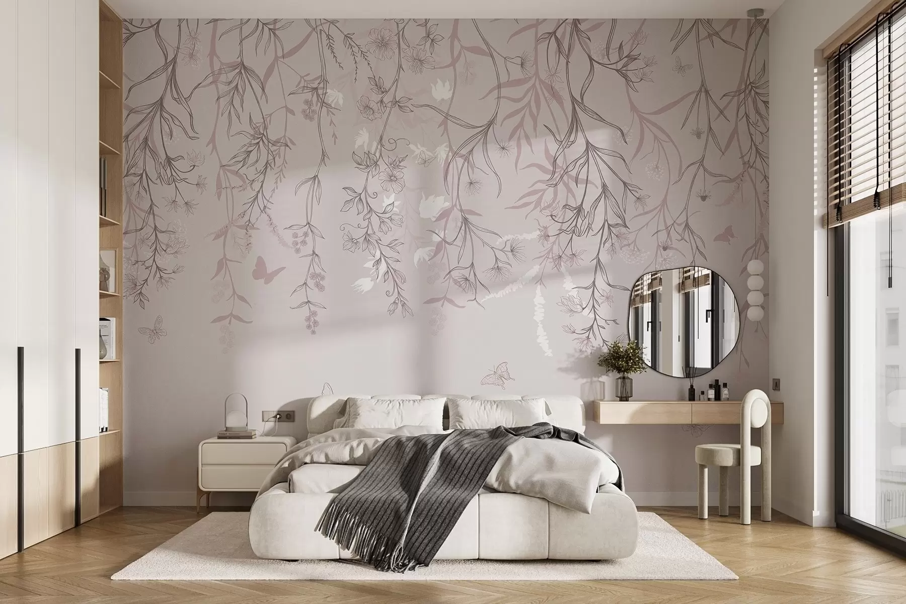 wall murals Thin linear flowers hanging from the mountain w02007v2