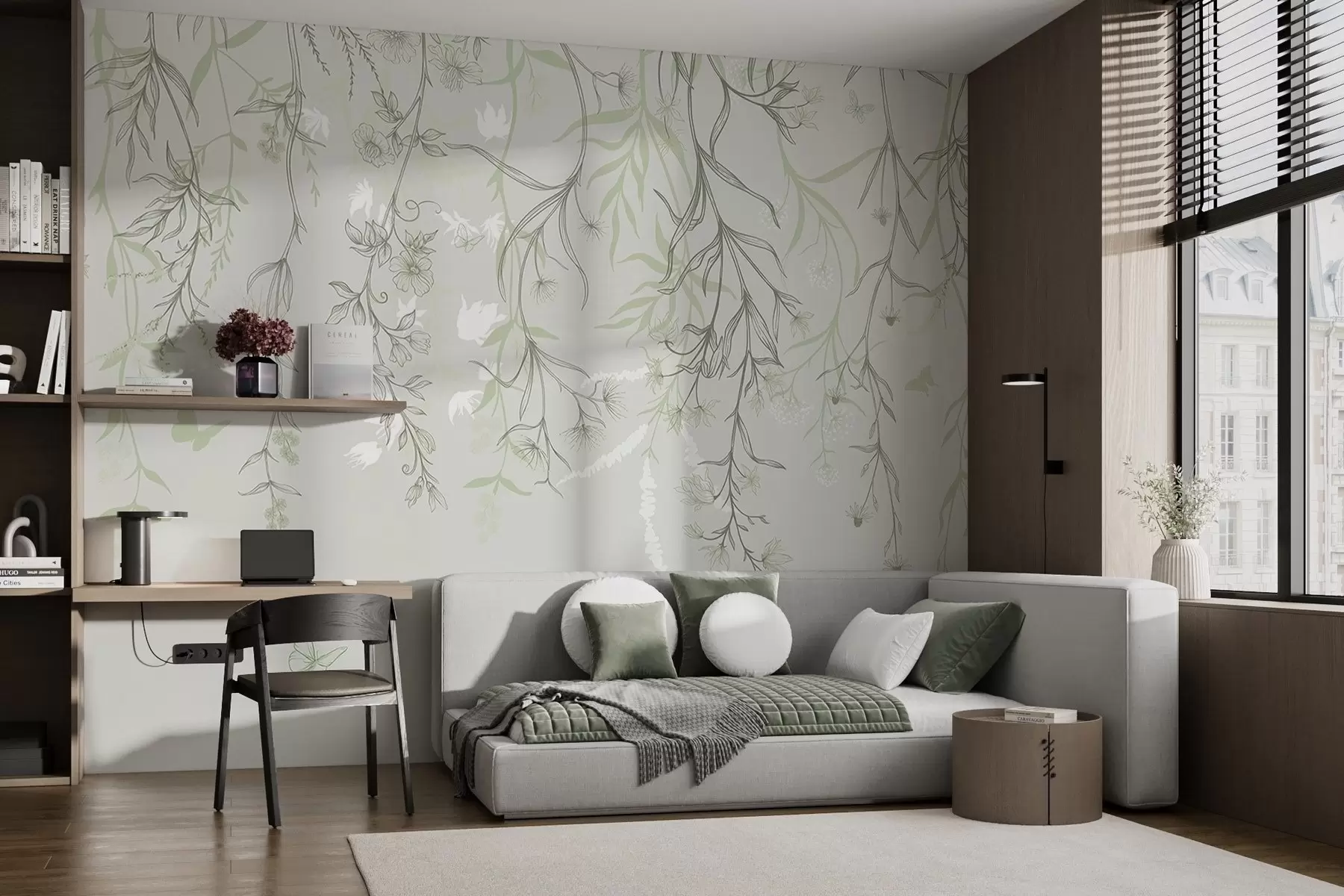 wall murals Thin linear flowers hanging from the mountain w02007v3