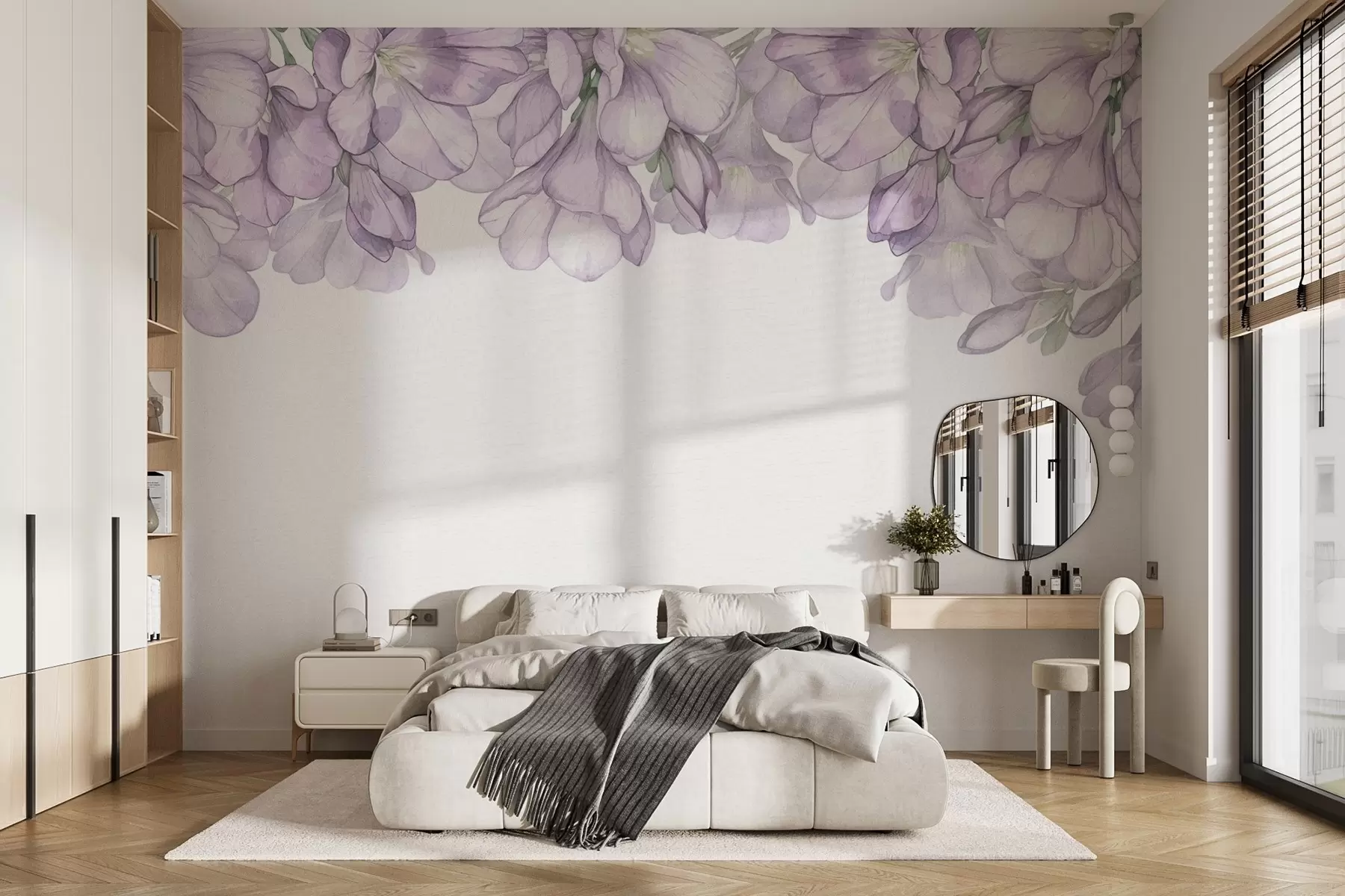 wall murals Purple delicate flowers from above w02400