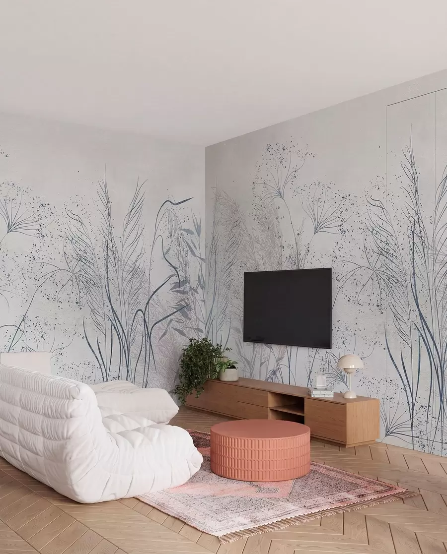 wall murals Botanical Linework in Grey w08441v1