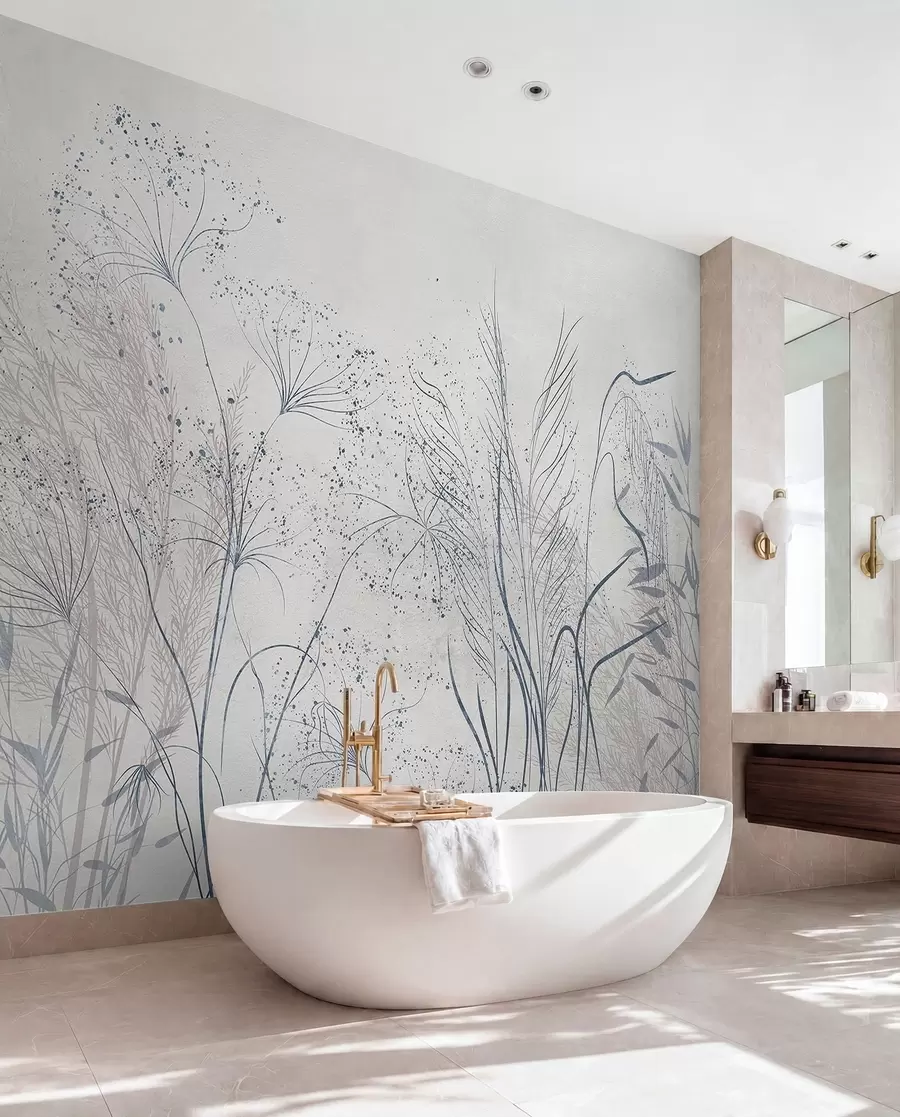 wall murals Botanical Linework in Grey w08441v1
