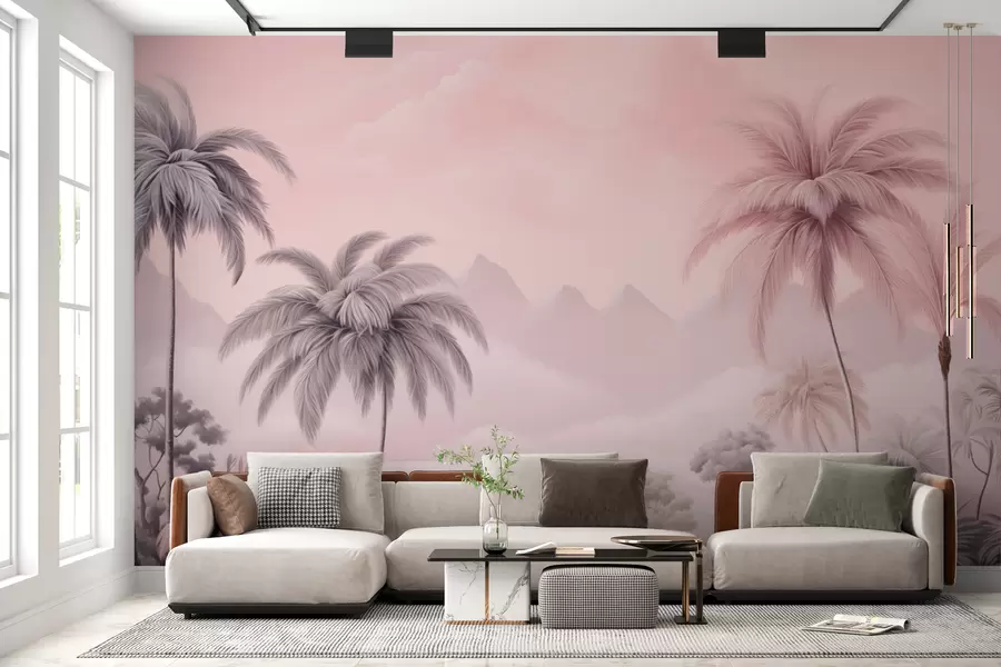 wall murals Pink tropics w02253