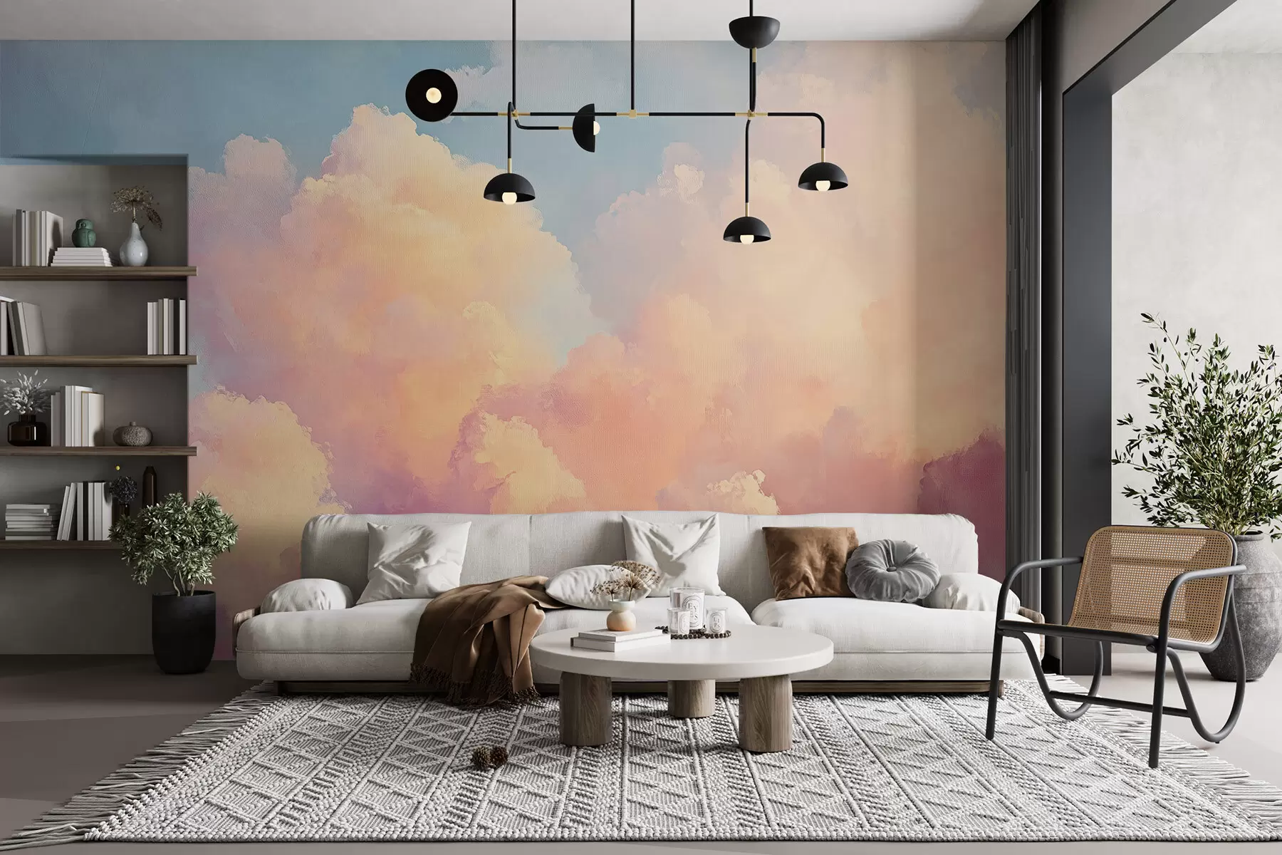 wall murals Gentle sky with blue-pink shades w08455