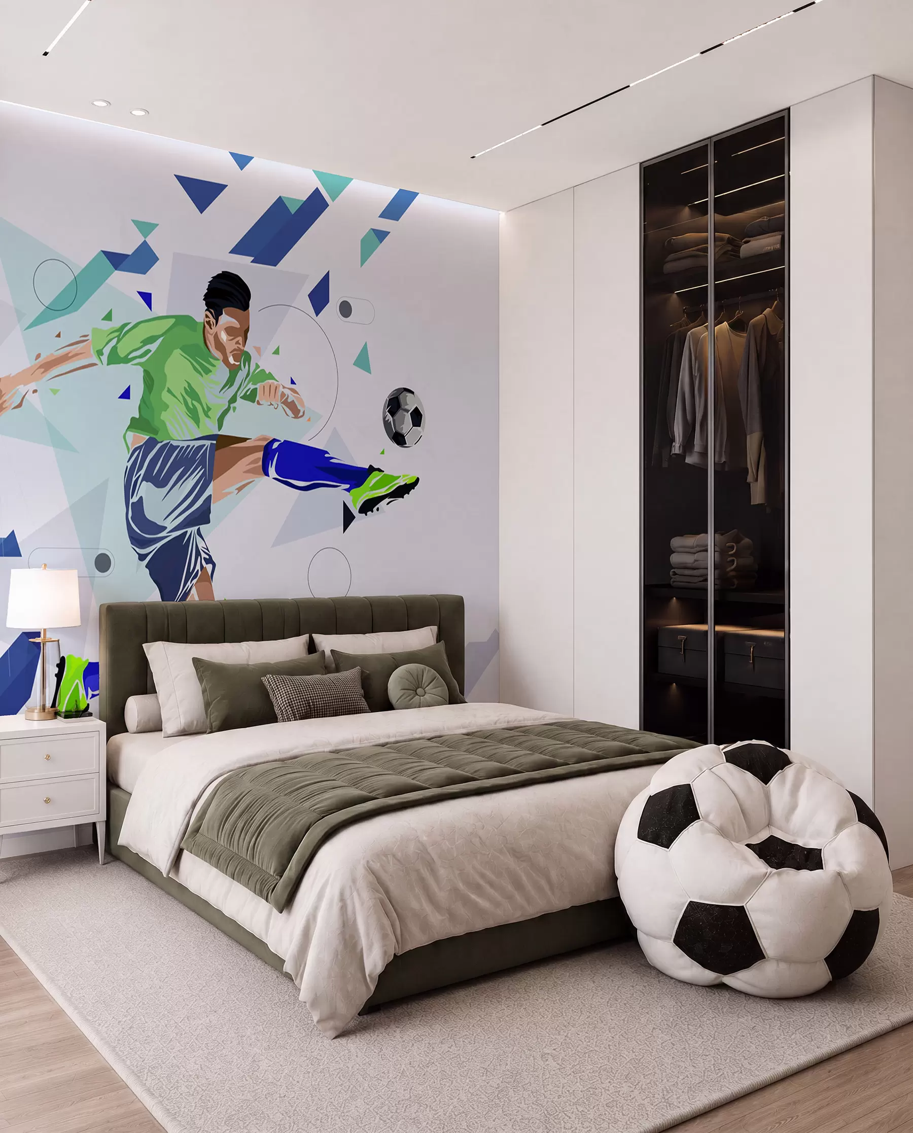 wall murals Flying Football Kick w02401