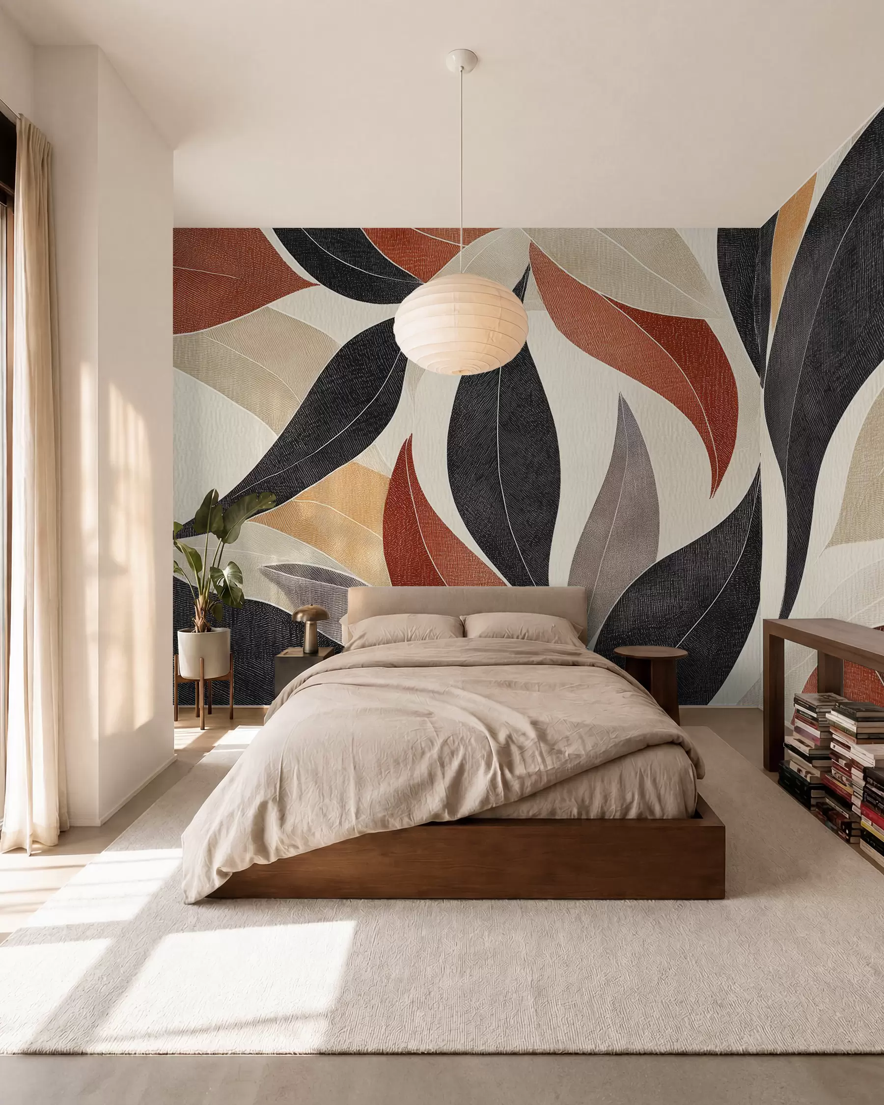 wall murals Cutout Leaves in Clay w02452