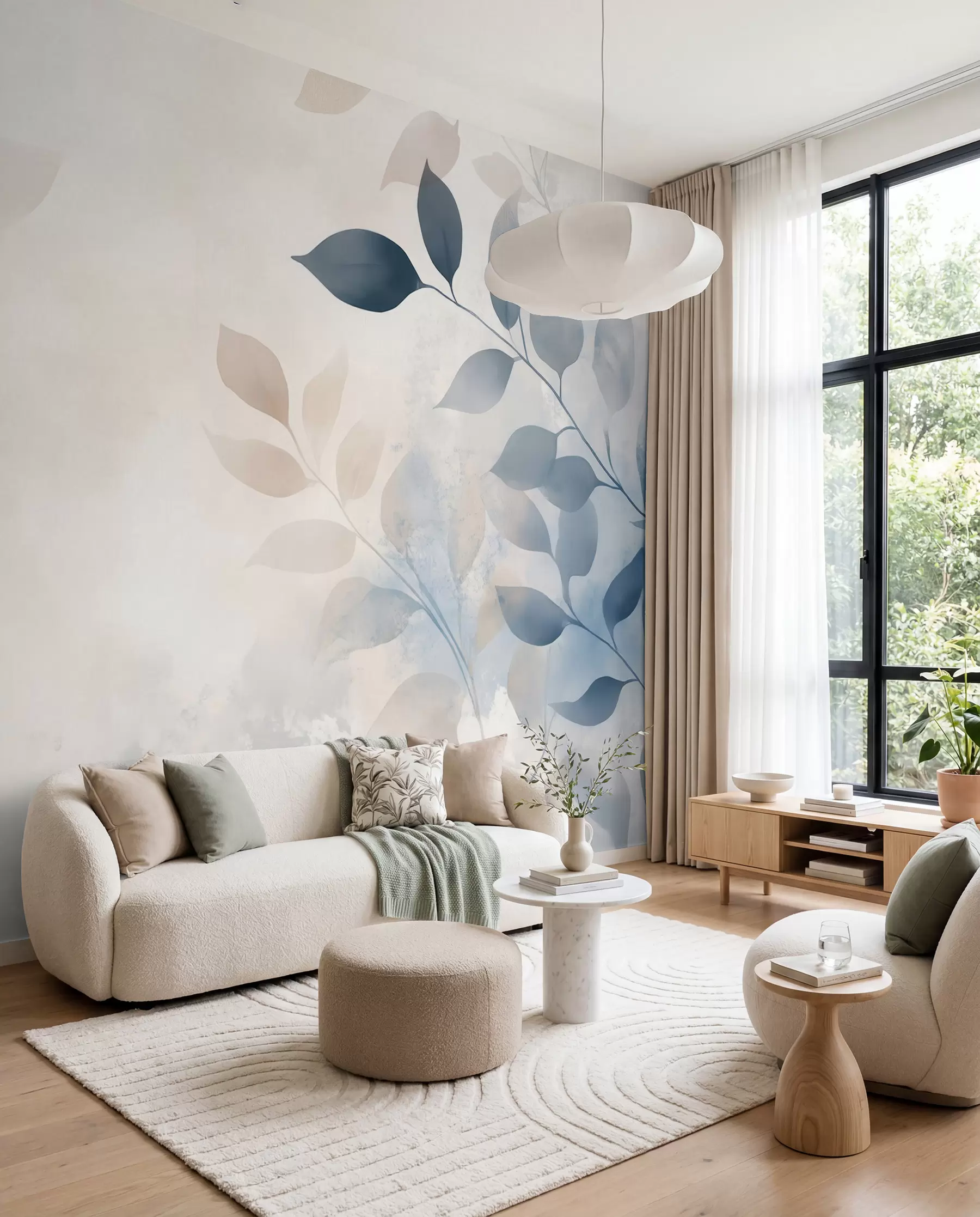 wall murals delicate leaves in watercolor technique w02453