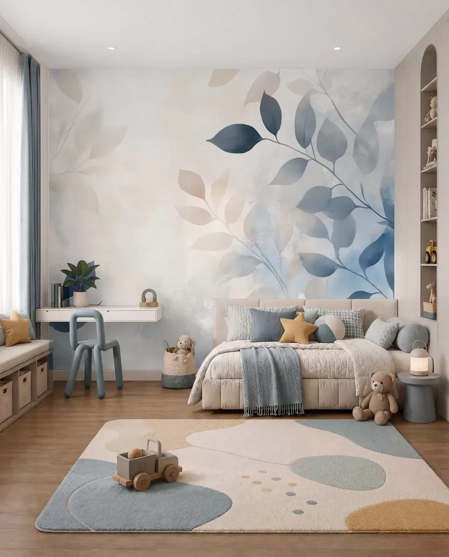 wall murals delicate leaves in watercolor technique w02453