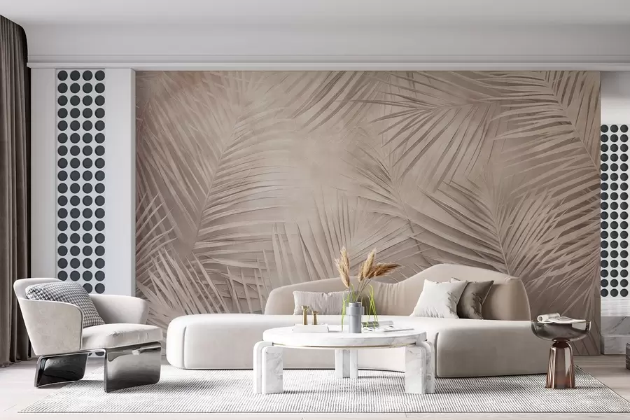 wall murals Tropical leaves in pastel colors w08484