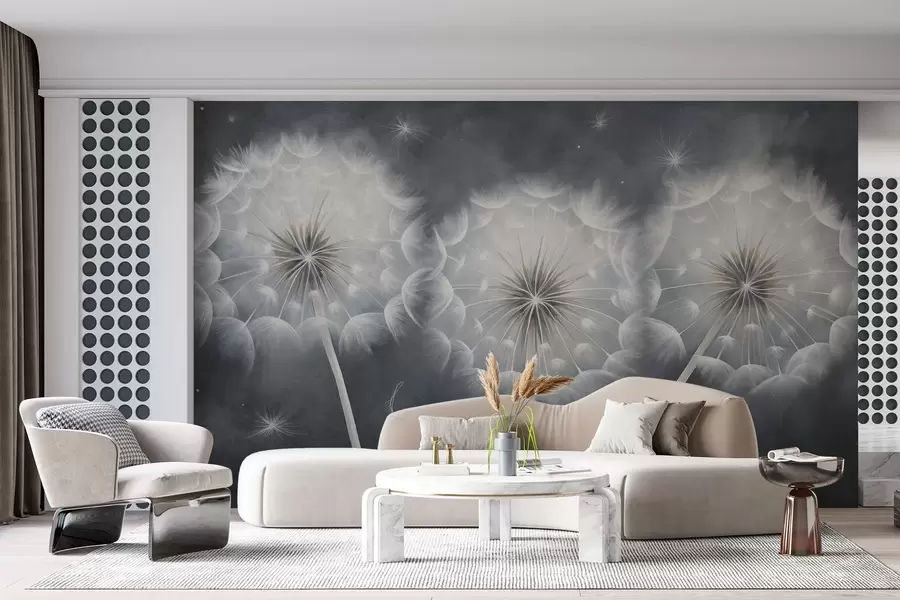 wall murals Large hand-drawn dandelions w08485