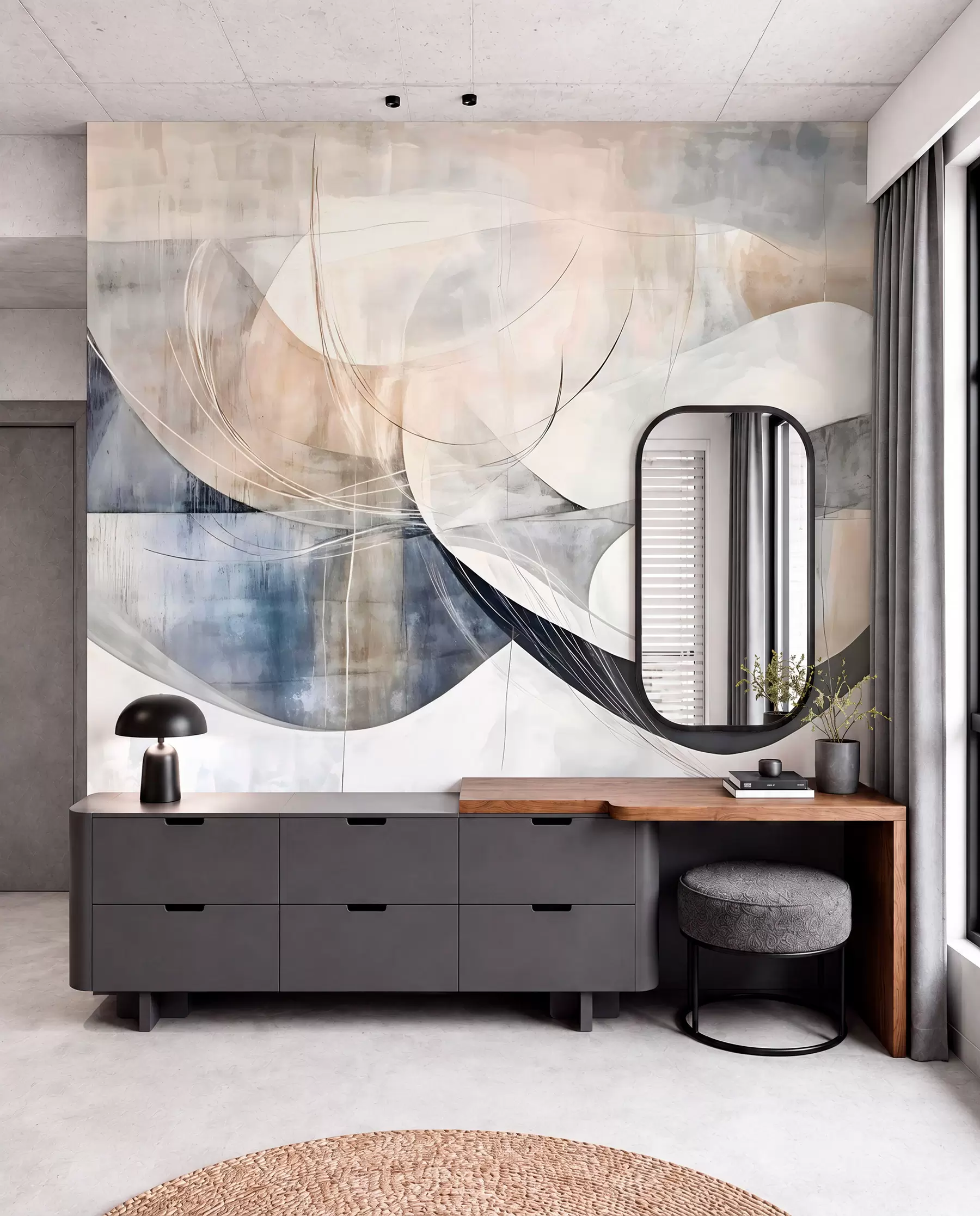 wall murals Broad Brushwork in Blue w08461