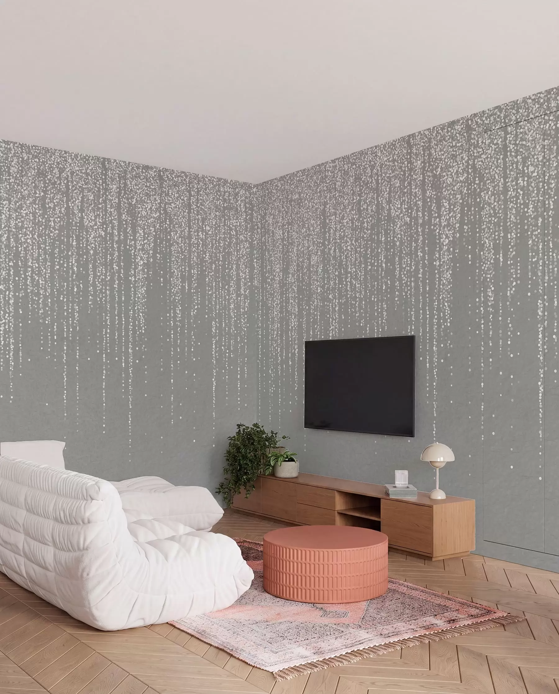 wall murals Beaded Rain on Grey w08470v1