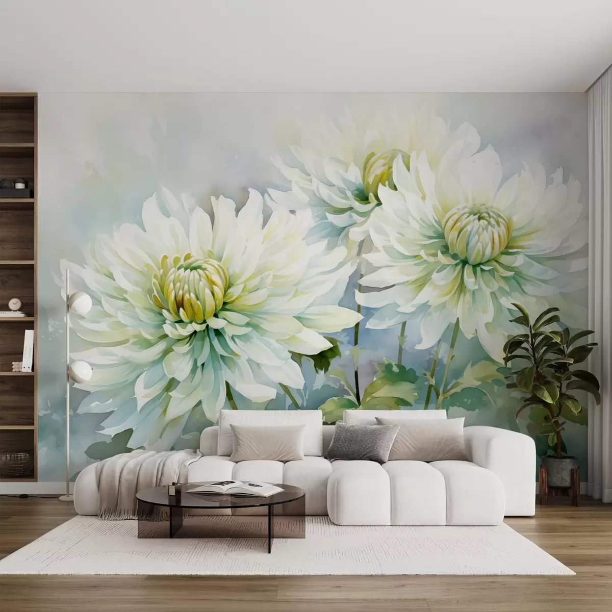wall murals Chrysanthemums imitation of watercolor w02468