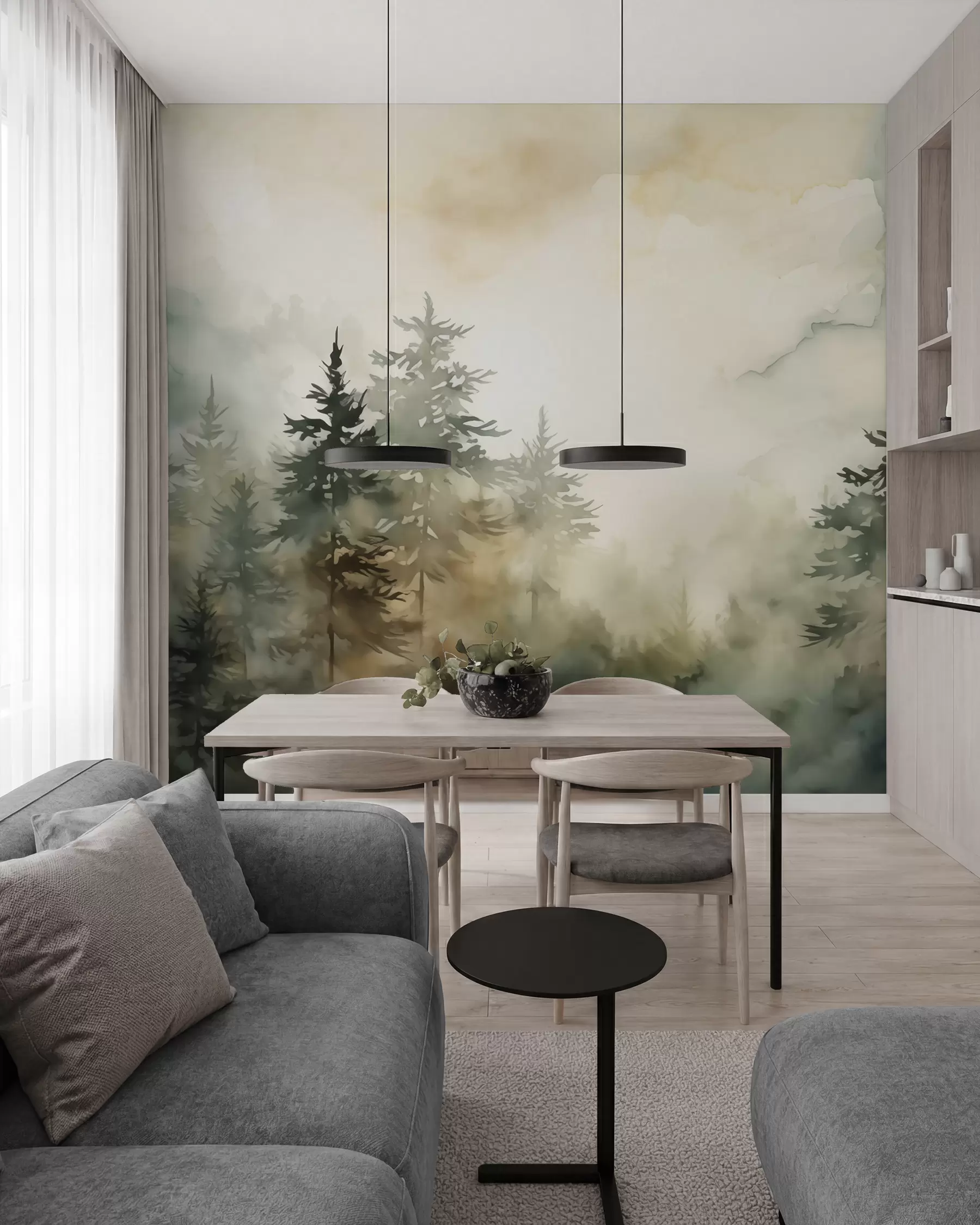 wall murals Forest imitation painting watercolor w02473