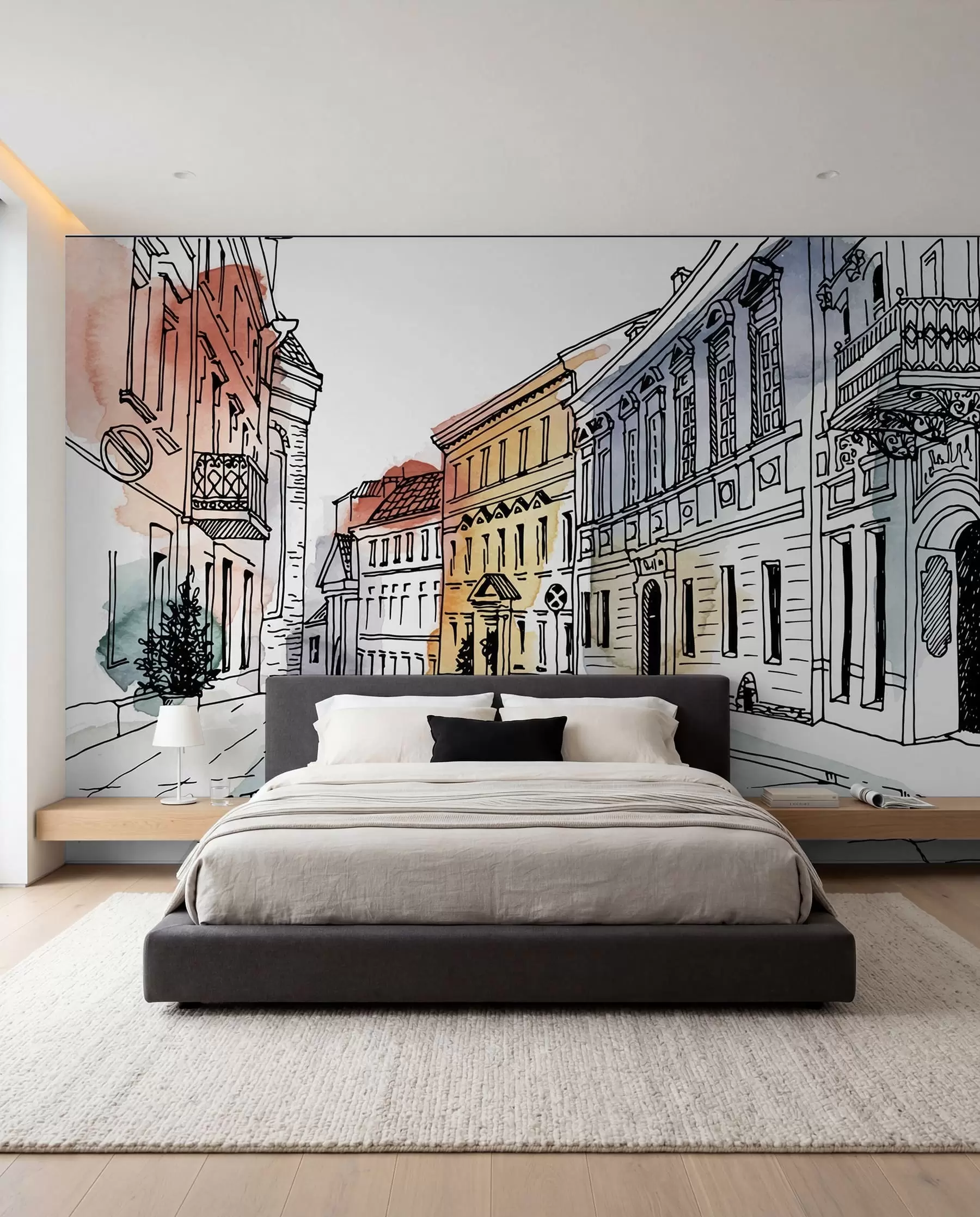 wall murals Old Town in Watercolour u51062