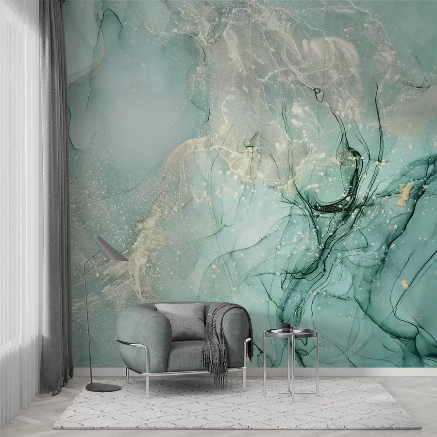 wall murals Turquoise marble with a fine haze u51399