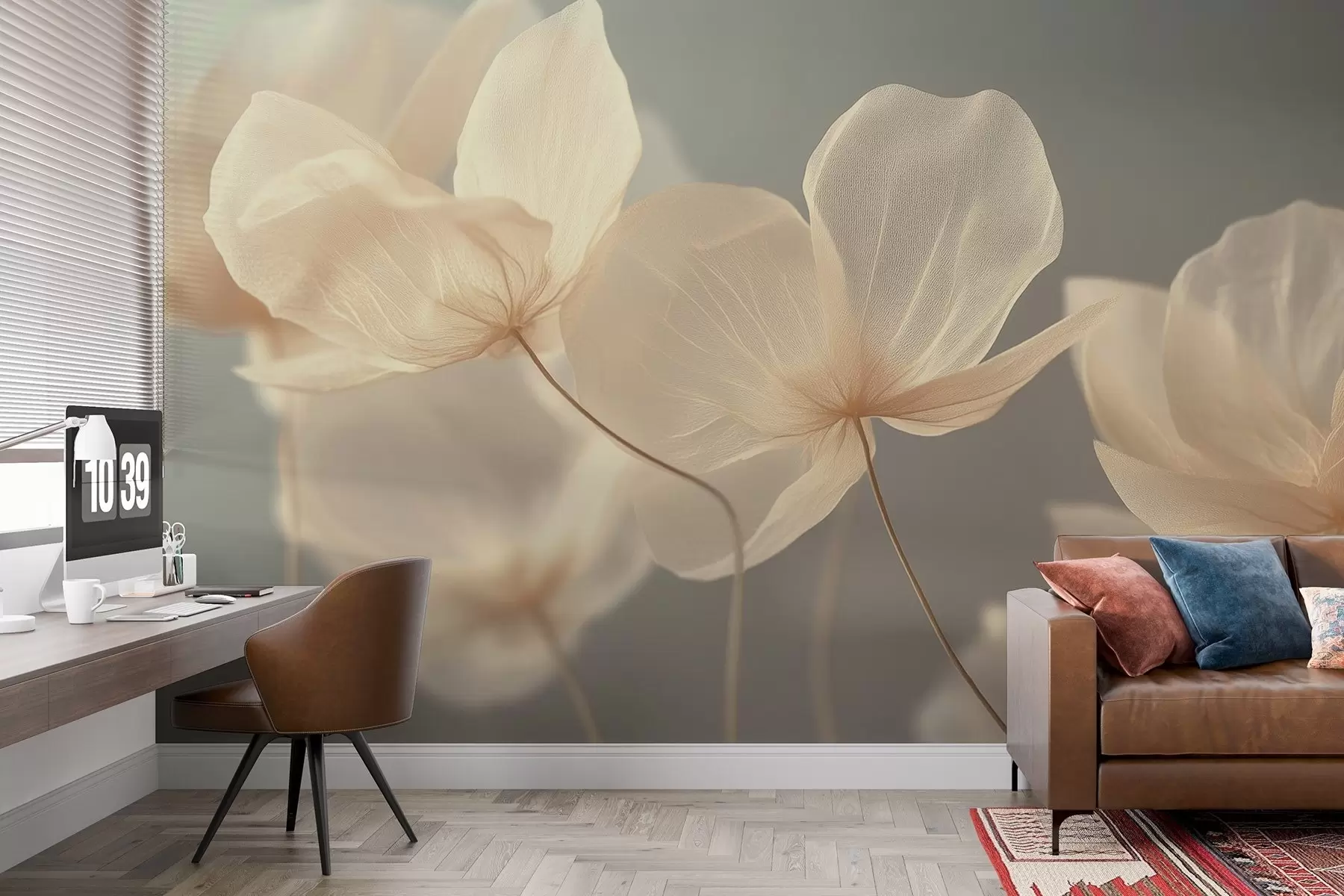 wall murals Lotus petals, a delicate composition with a gray background w08500v2