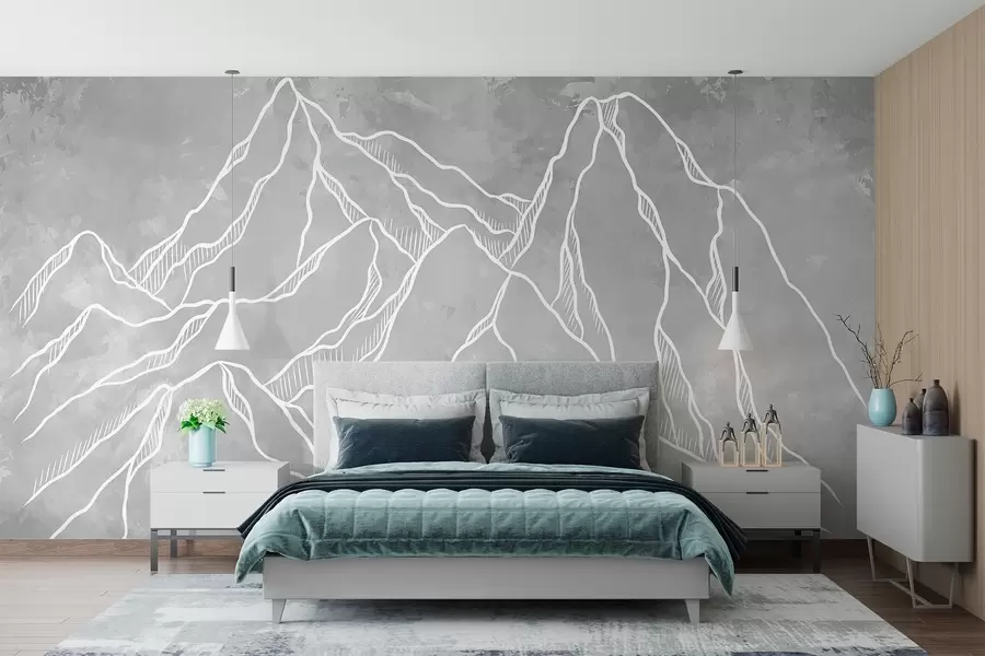 wall murals Schematic representation of mountain peaks w02524
