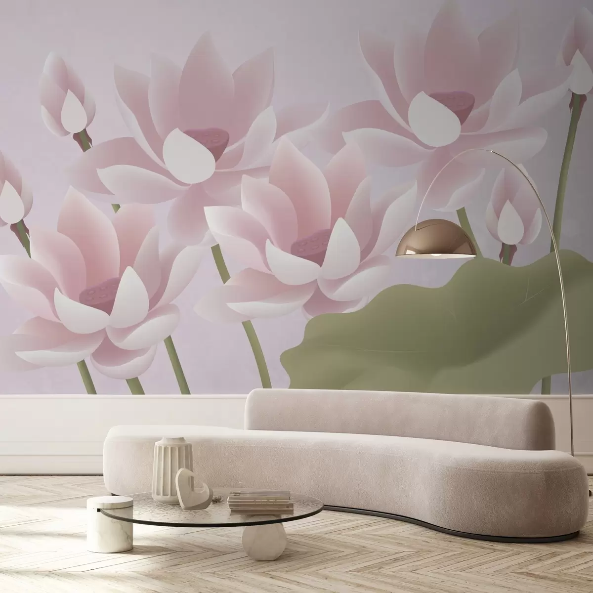 wall murals pink large lotuses w02563
