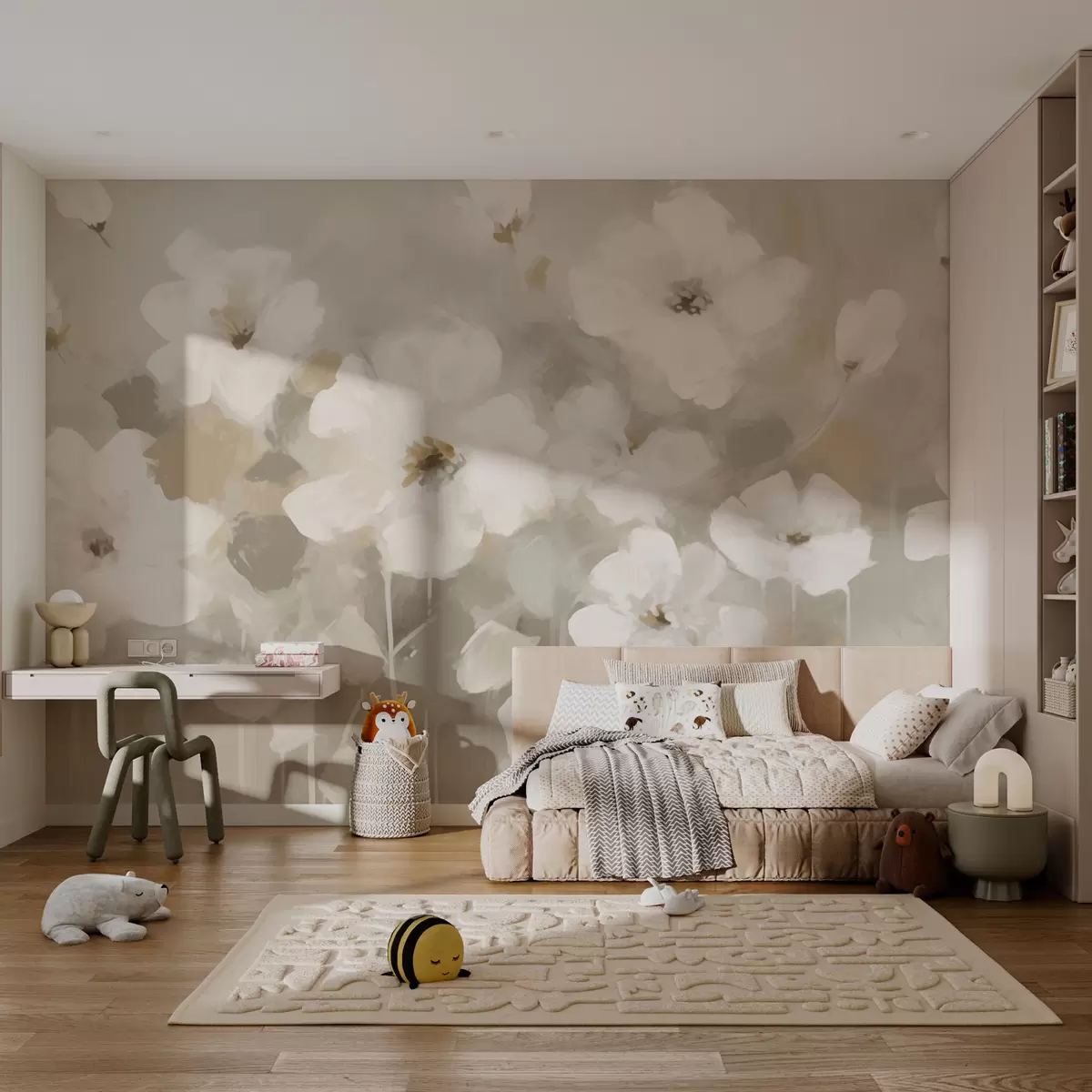 wall murals Delicate white flowers w08542