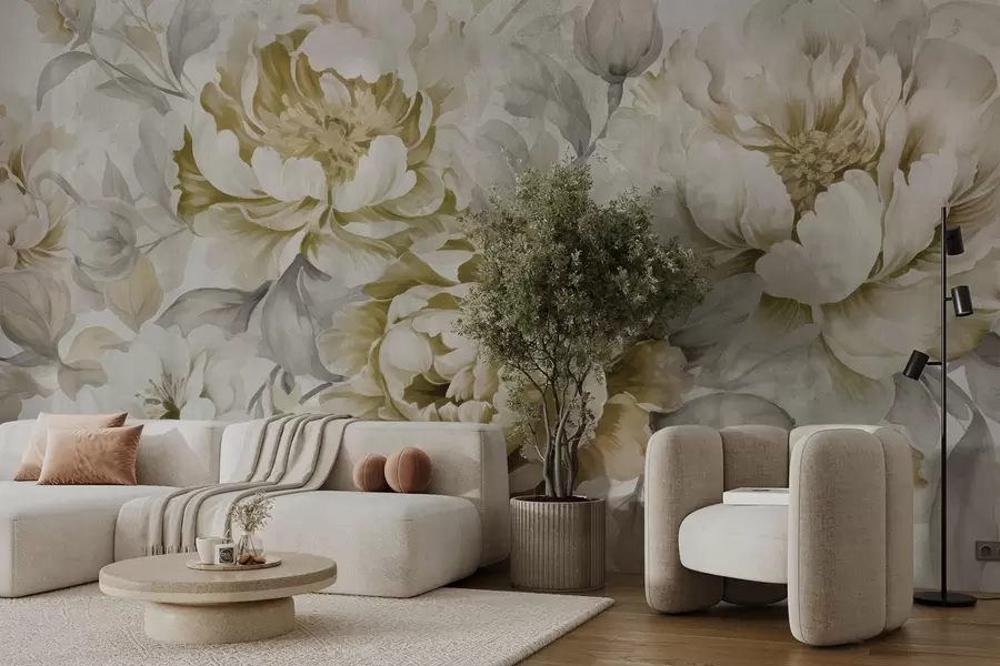 wall murals Large peony flowers w08517