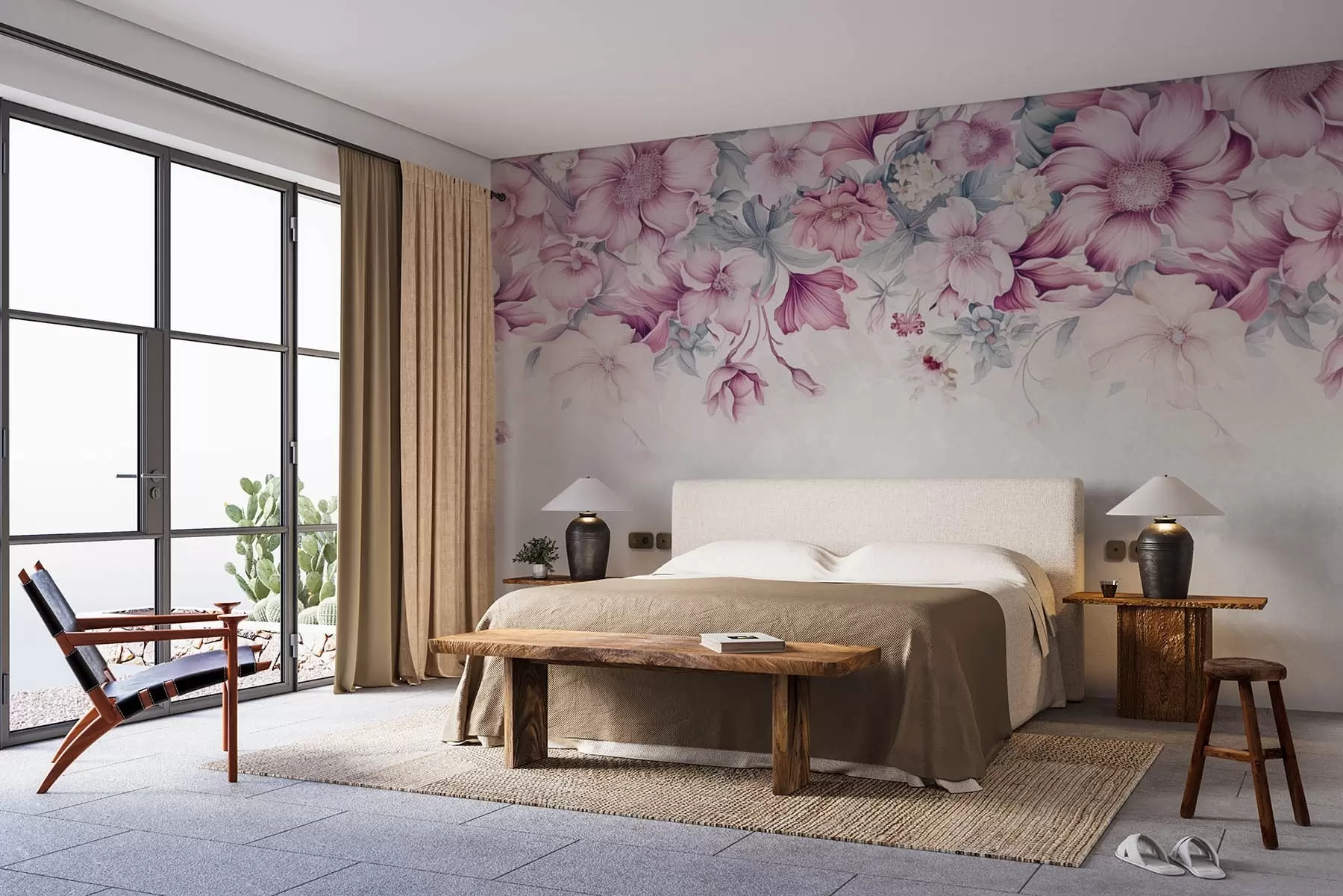 wall murals Large flowers on the wall w08521
