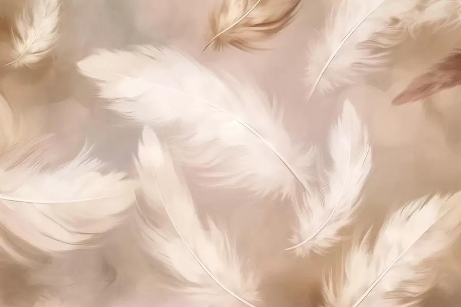 wall murals Large feathers in beige w02601v1