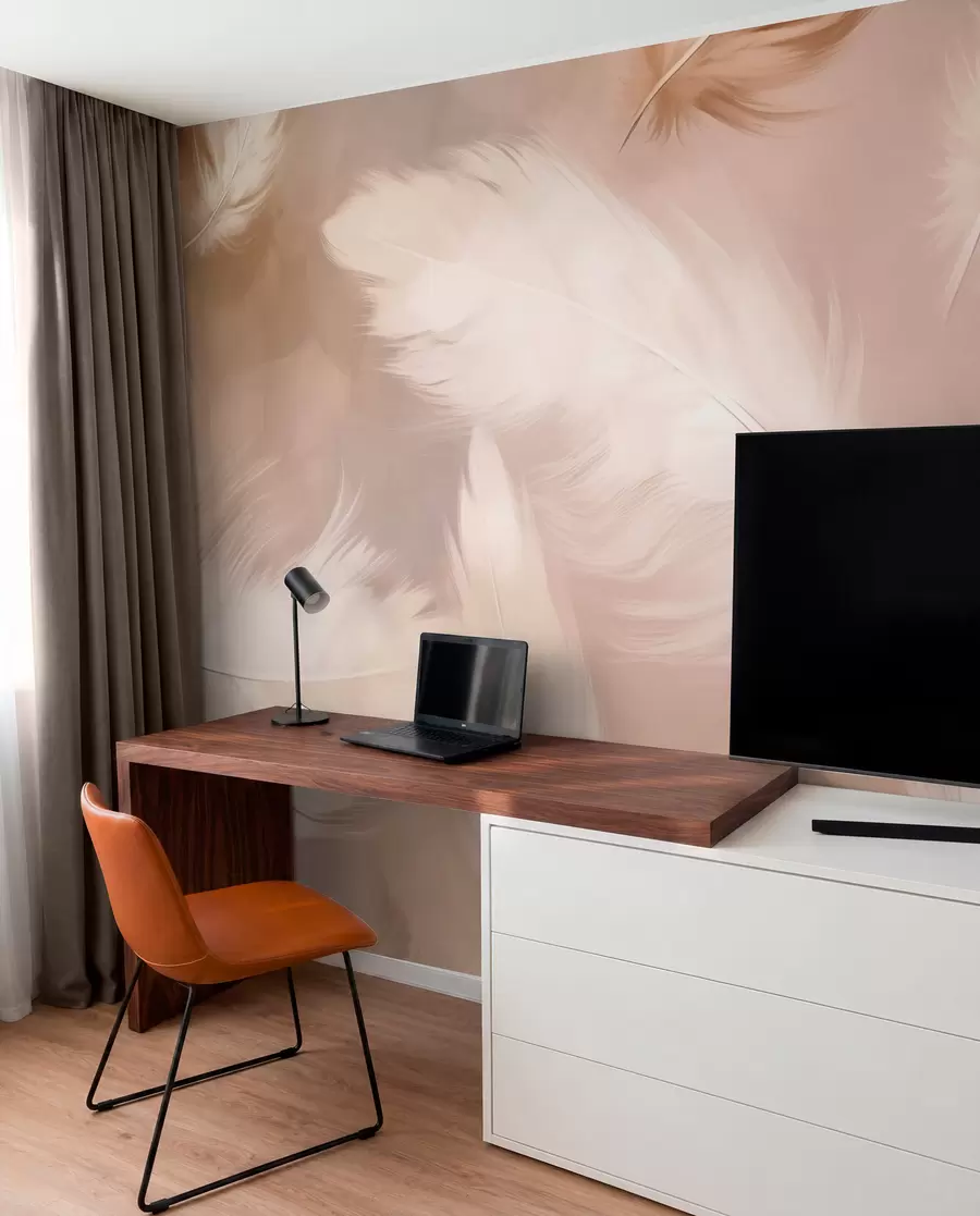 wall murals Large feathers in beige w02601v1