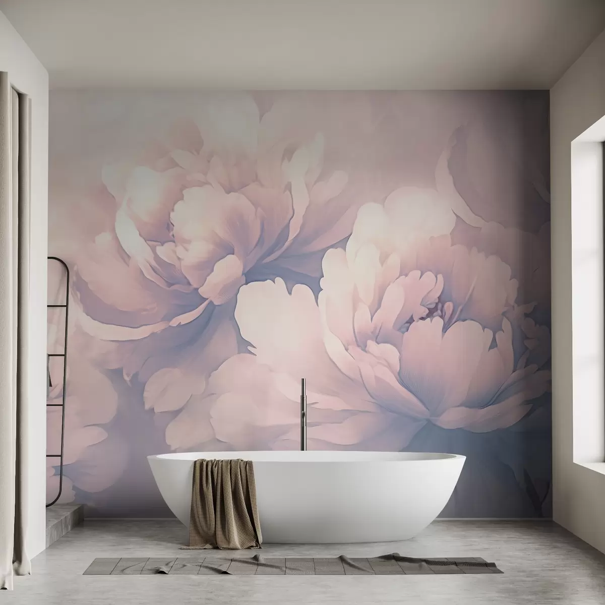 wall murals Large peonies in blue colours w02603v1