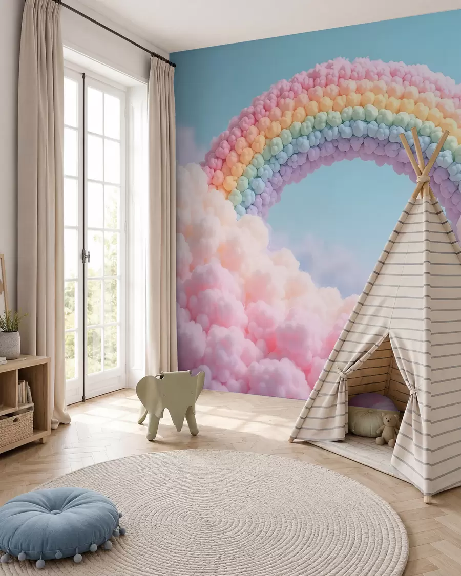 wall murals Rainbow Cloud Puffs w02615