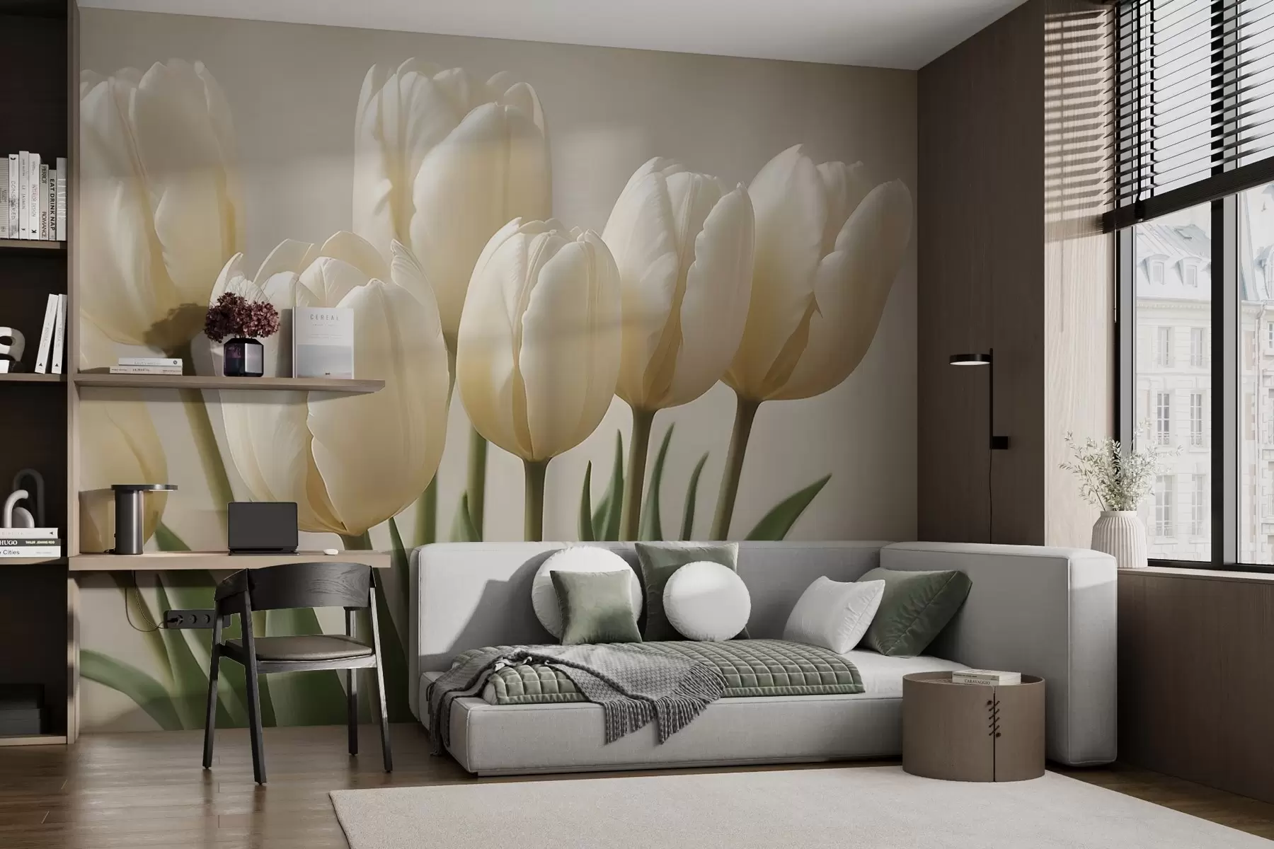 wall murals Delicate bouquet of tulips w02616