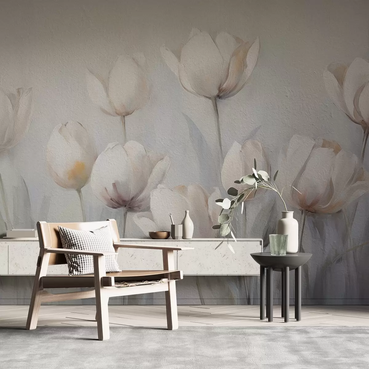 wall murals Tulips in grunge style w02618