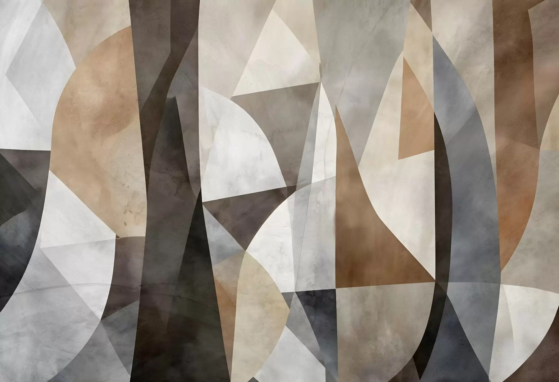 wall murals Abstract modern art textural geometric shapes in shades of brown, gray, and beige w08530