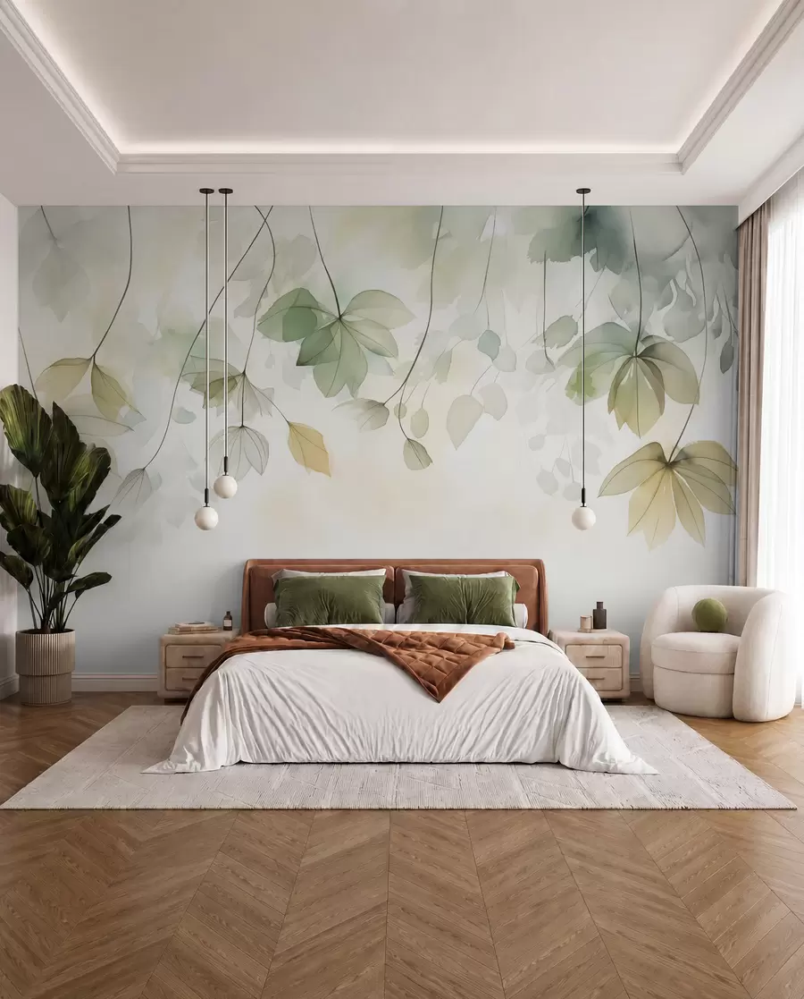 wall murals Abstract vegetation imitation of watercolor w02637