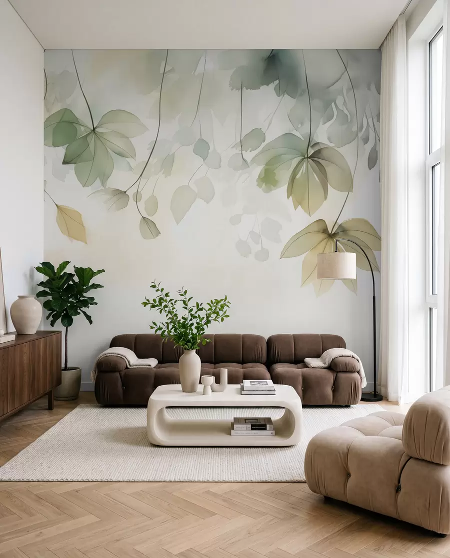 wall murals Abstract vegetation imitation of watercolor w02637