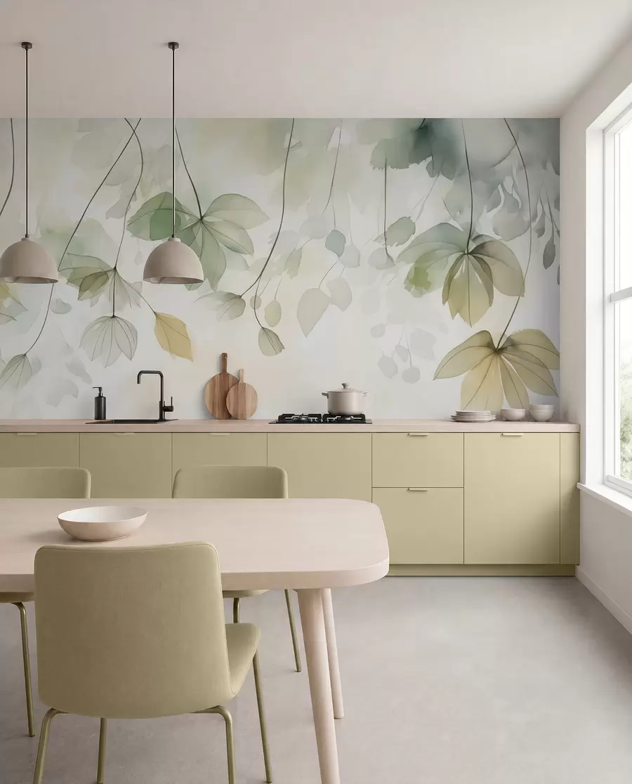 wall murals Abstract vegetation imitation of watercolor w02637