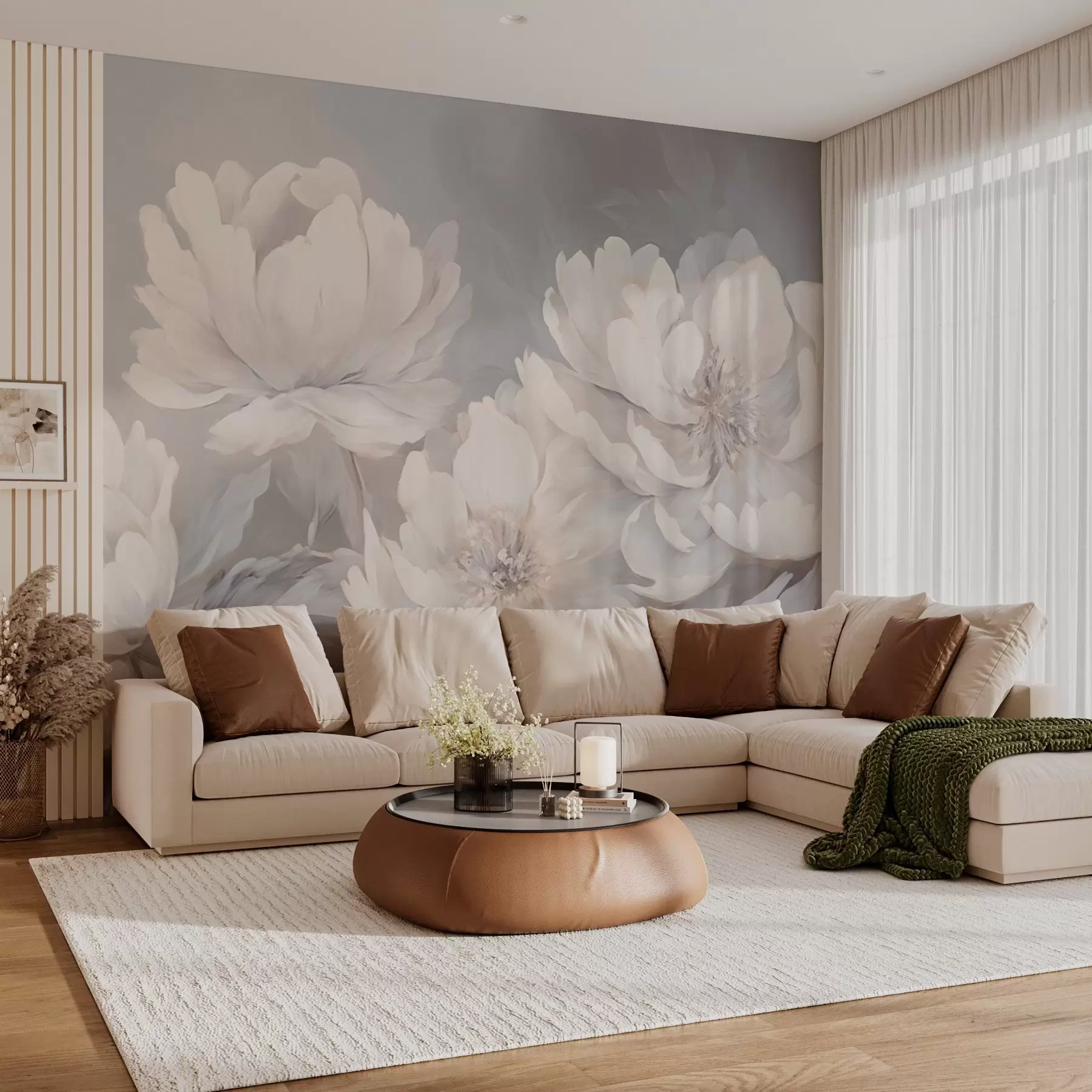 wall murals Large light peonies w02572