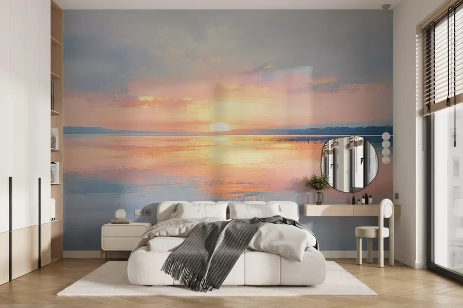wall murals Sunset over the sea horizon w08570