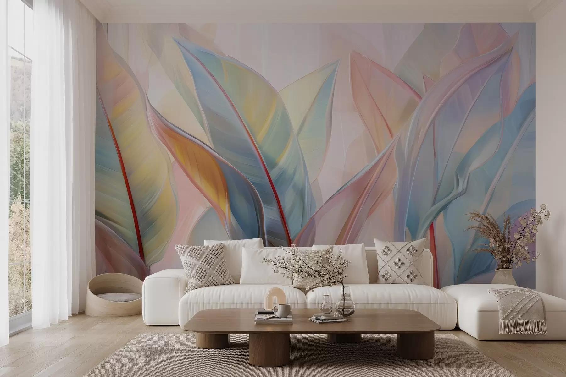 wall murals Stylized multicolored leaves w02624