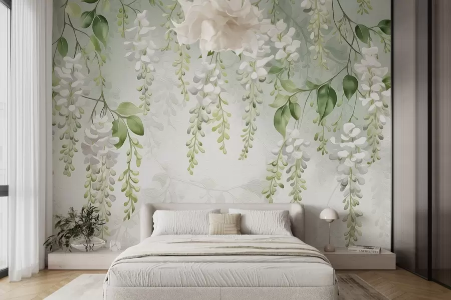 wall murals Stylized painted flowering branches  w02627